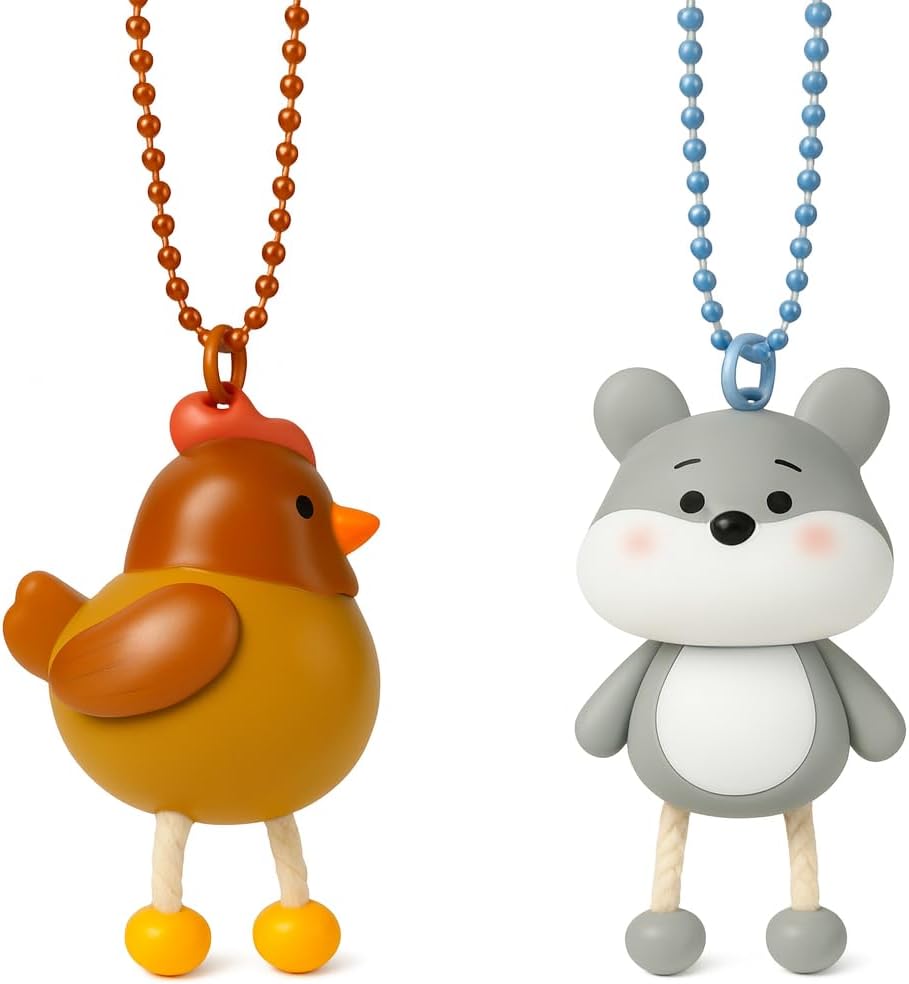 96 Pieces Plastic Key Chain Animal Series - Rooster and Cats (Pack of 2)