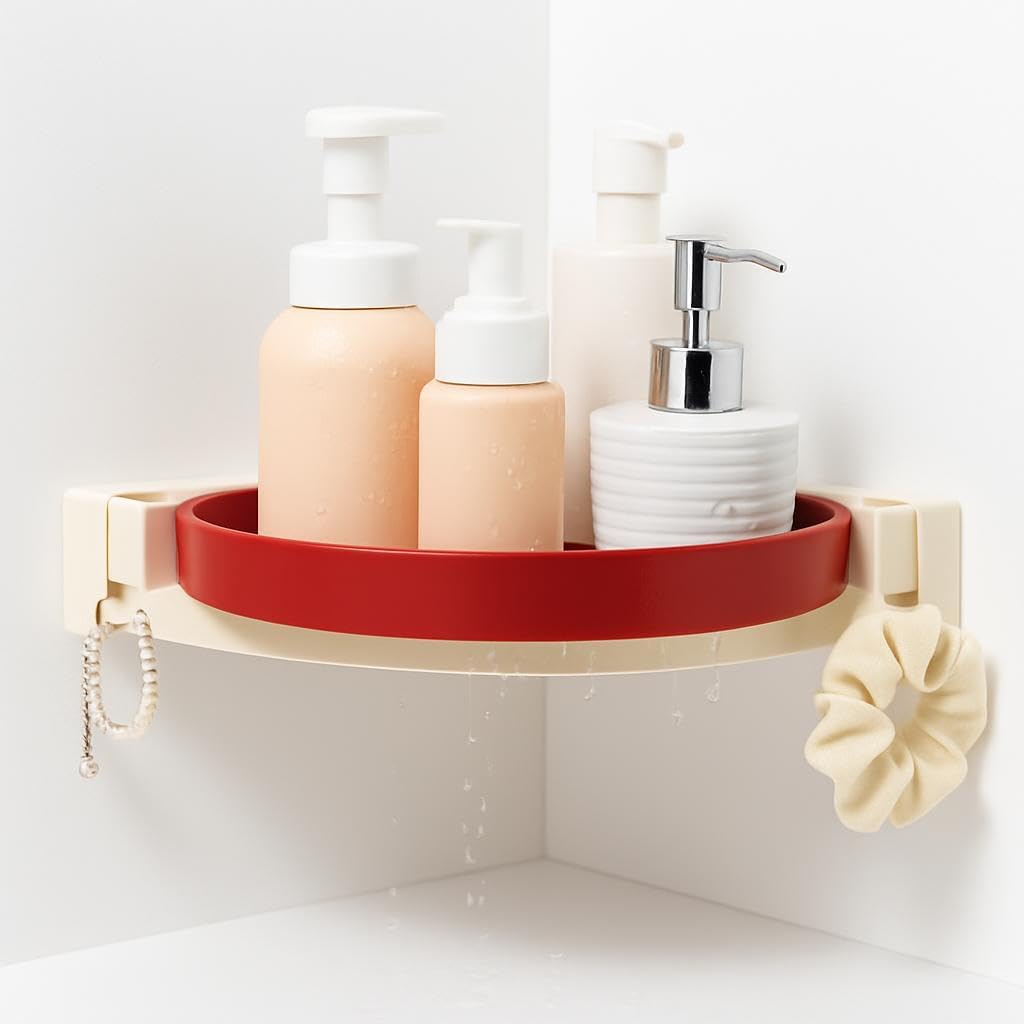 96 Pieces Rotating Shelves (Corner Design – Red & Cream – 360° – ABS + PP + Stainless Steel)