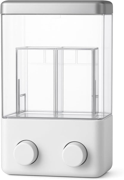 1000ml Dual Chamber Wall Mounted Soap Dispenser, Refillable Liquid Chamber, Push Pump Plastic Suction Containers for Shampoo, Soap, Gel - Wall-Mounted and Reusable