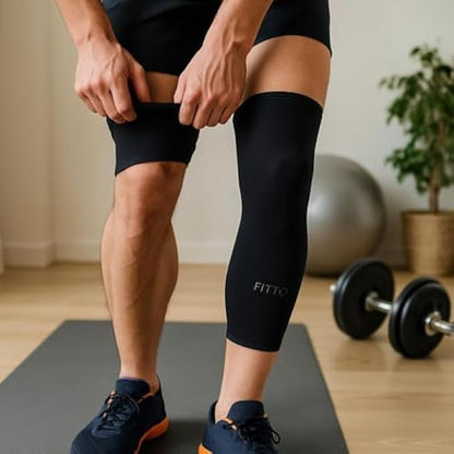 Knee Cap Gym Brace/Sleeves Pair for Pain Relief - Black