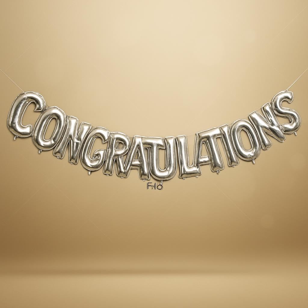 120 Pieces Foil Balloon Kits (40cm 'Congratulations' Gold Letter Balloons for Celebrations Graduation Anniversary Party Decor UAE)