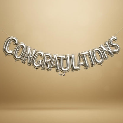 Foil Balloon Kit 40cm 'Congratulations' Gold Letter Balloons for Celebrations Graduation Anniversary Party Decor UAE