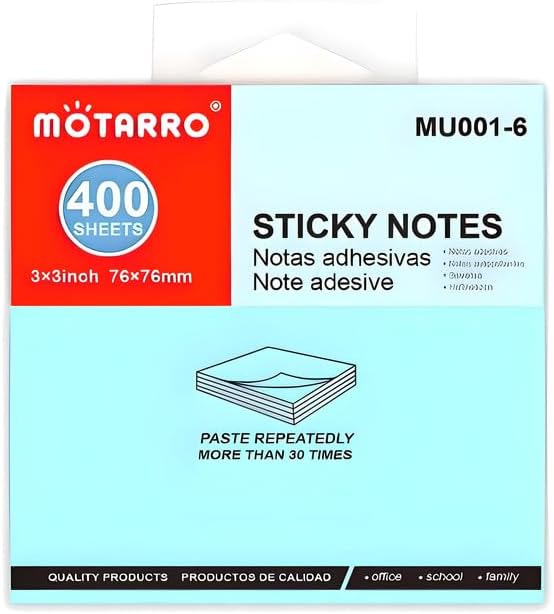 120 Pieces Sticky Notes 400 Sheets (76mm x 76mm Assorted Colors for Office and School Use)