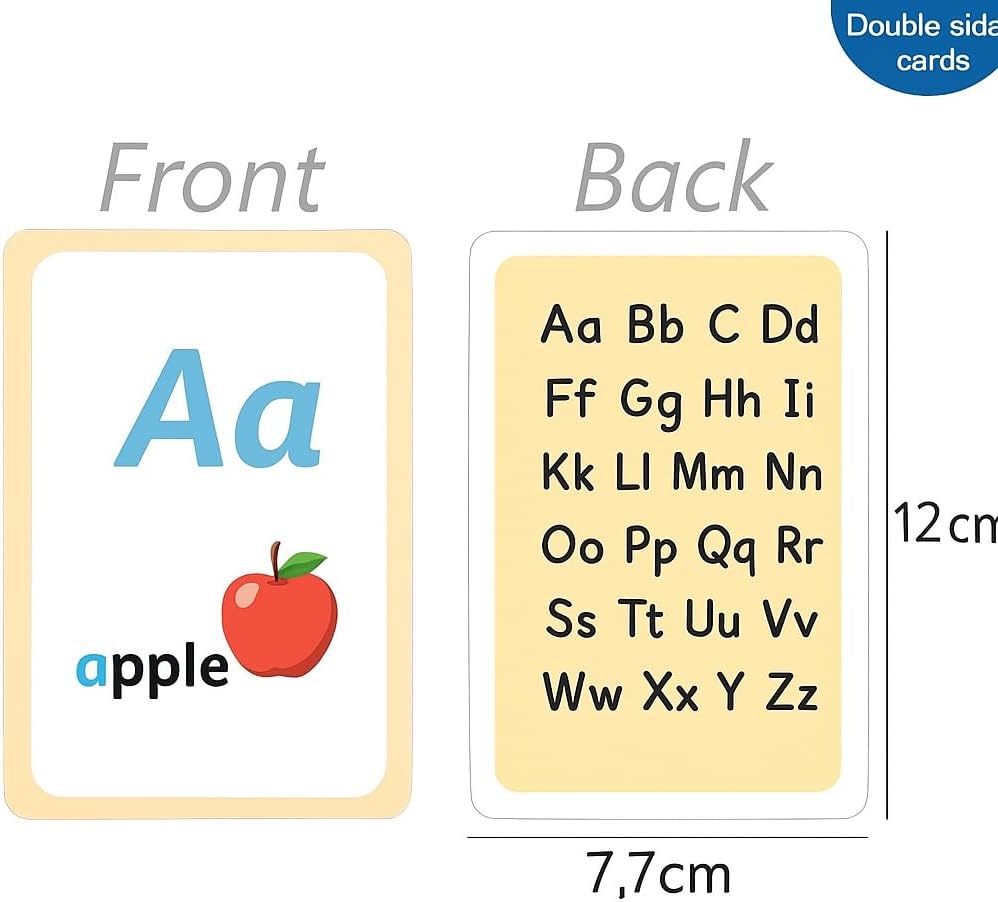 120 Pieces 36 Sheets Alphabet Series Flash Cards (12x7.7cm Learning Tool for Kids)