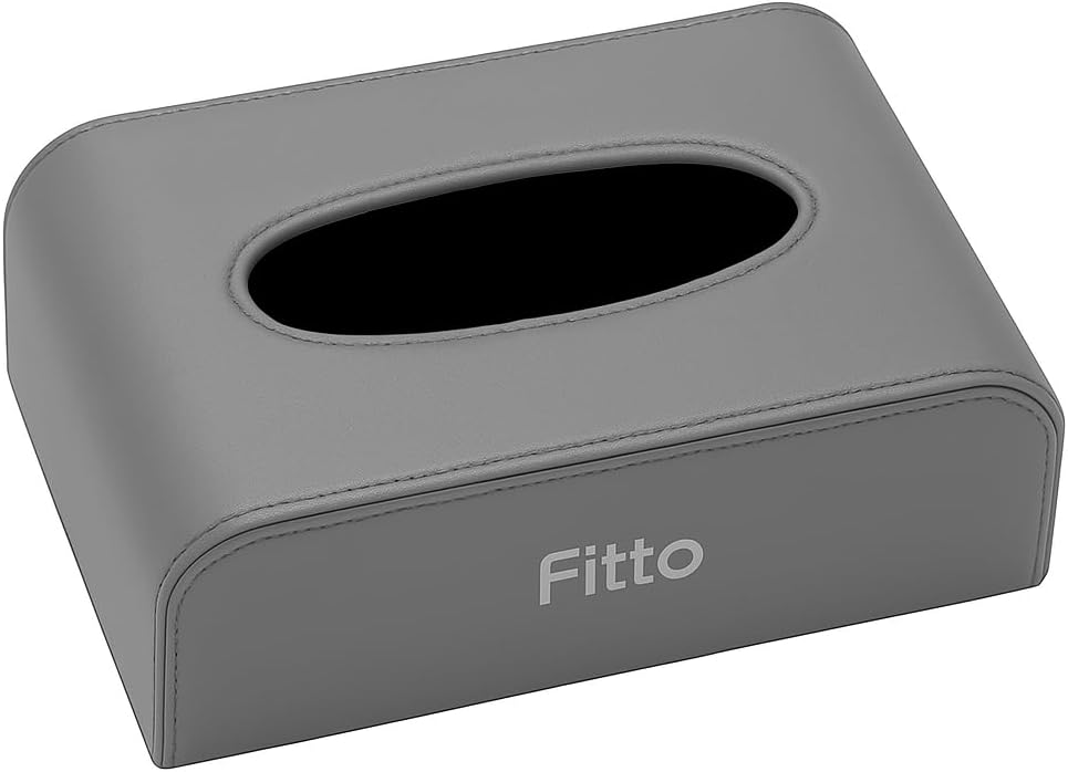 Car Leather Finish Carbon Fiber Refill Tissue Box Holder, Grey