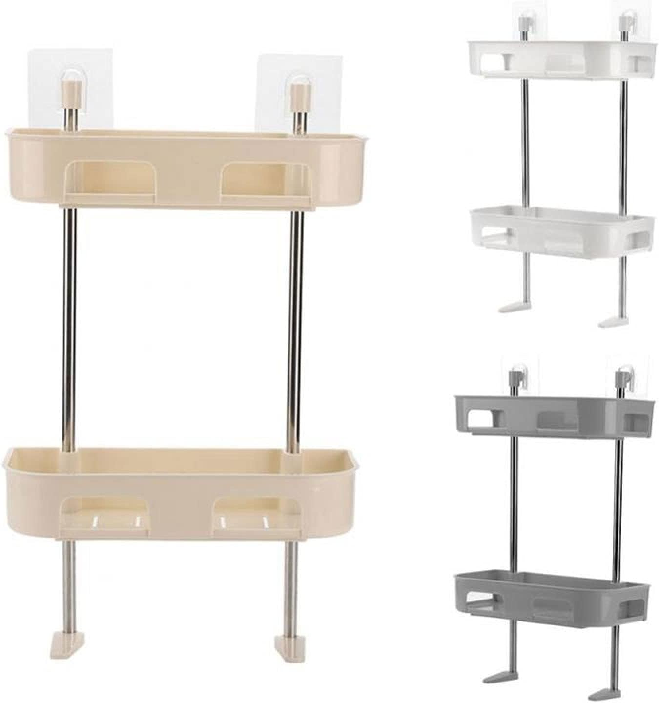 Bathroom Organizer Double Layers, Toilet Bathroom Shelf Storage Rack, Wall Mounted, Shower Shelf, Soap Shampoo Tissue Towels Holder, Washroom Organizer, Dark Grey