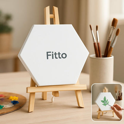 Hexagon Canvas 15x15cm with Wooden Stand 21x15cm