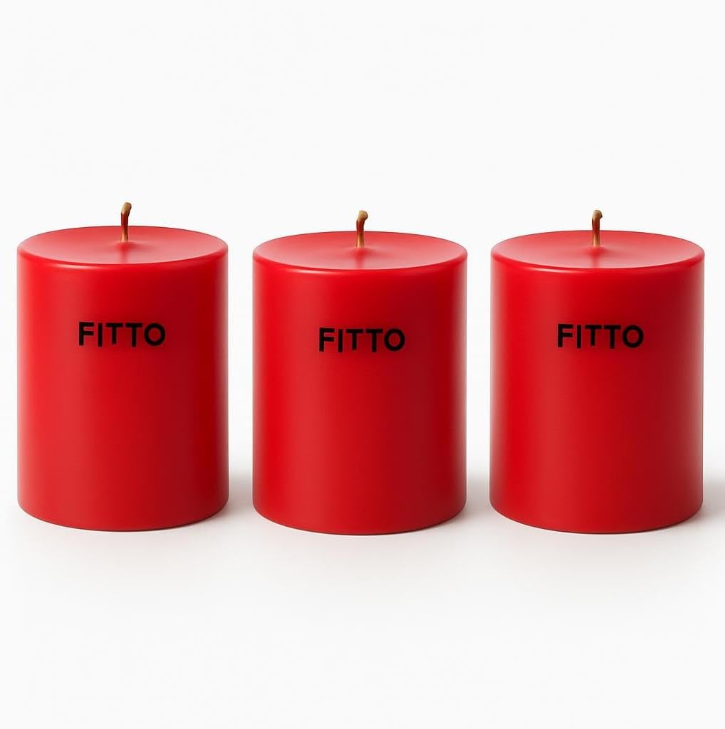 96 Pieces Pillar Candle Red Unscented 3 Piece Sets (5x5cm for Home Decor – Weddings – Events & Relaxation)