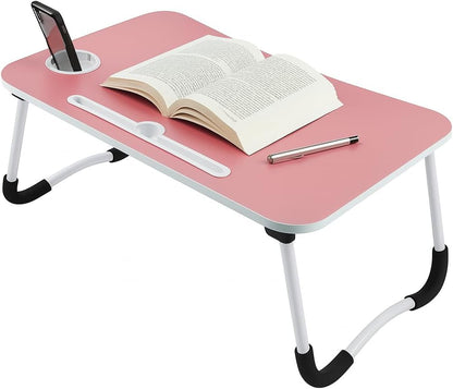 Study/Laptop Table, Pink - Adjustable Height & Ergonomic Desk, Portable Workstation for Home, Office, Kids, and Students, Foldable and Compact, Sturdy Construction