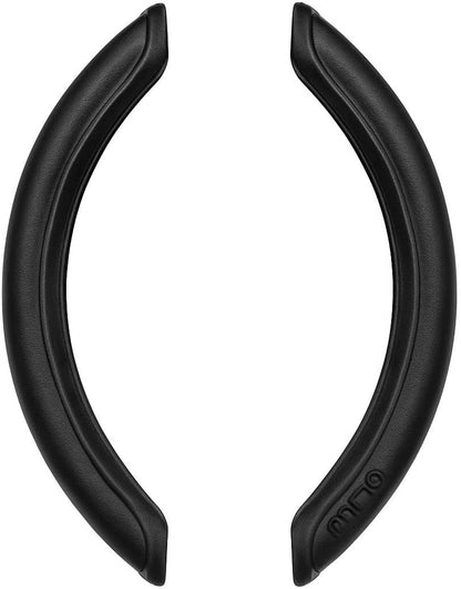 Sporty Half Steering Wheel Cover – Rubber, Non-Slip, Breathable & Odorless, Universal Fit, Plain Black (Set of 2 Pieces) - Black