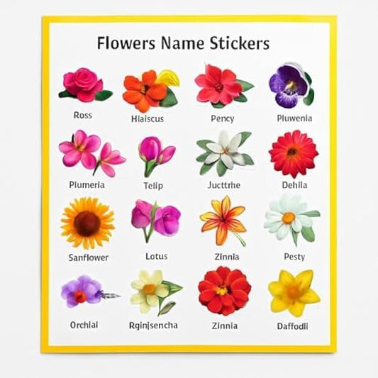 Floral Educational Stickers - Flower Stickers for Kids, Teacher Reward Stickers, Classroom, Scrapbook & Planner Craft Stickers