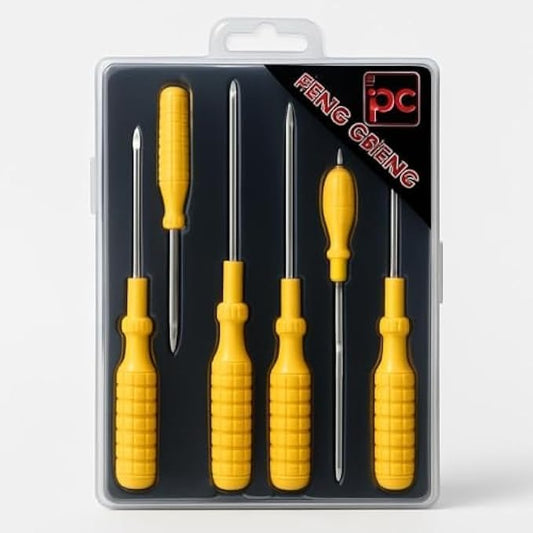 6-Piece Bomb Headed Screwdriver Set - 6pcs Flathead Phillips Round Head Screwdrivers for Home Automotive Electronics