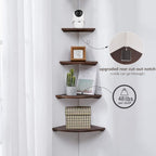 96 Pieces Wood Corner Shelves (Sunlife 7 inch – Rustic Walnut – 1PCS – Floating Wall – Round End – Wall Mounted Shelving – Speaker Display Bookshelves – Decor Accents – Bathroom)