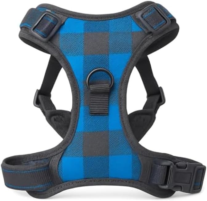 Dog Harness Blue Large L 32x30cm Adjustable Padded No-Pull Vest Pet Harness for Walking Training Reflective Nylon