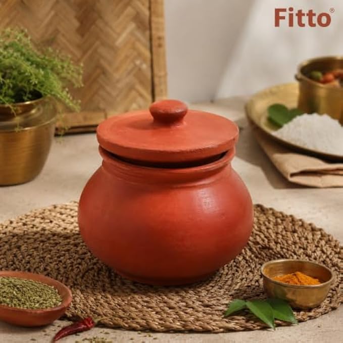 72 Pieces Traditional Clay Storage Handis with Lid (Natural Earthen Pot for Storing Grains – Pulses – Spices and Kitchen Essentials – Terracotta)