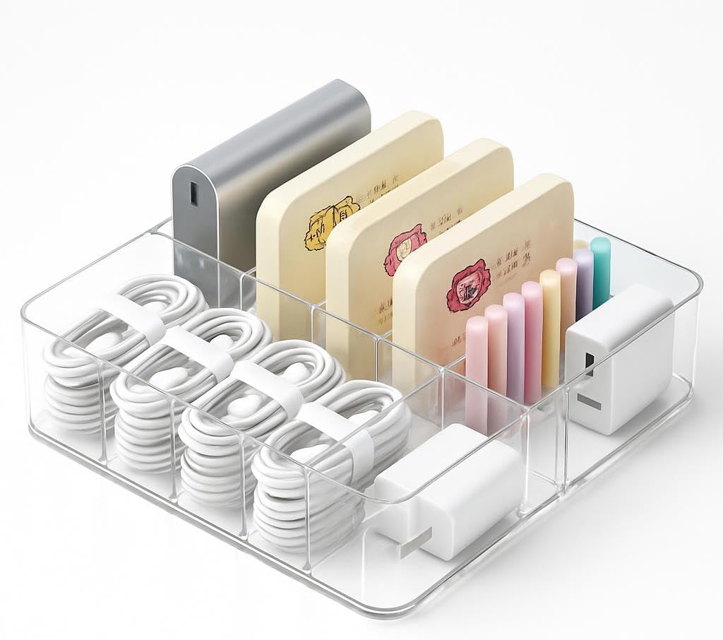 120 Pieces Small Transparent Data Cable Storage Boxes (Adjustable Compartments)