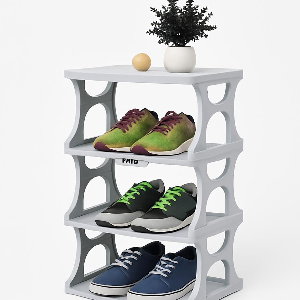 Multi-Layer Stackable Shoes Rack - 4 Layer Space-Saving Shoe Shelf