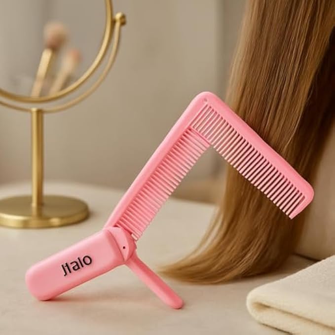 144 Pieces Folding Pocket Comb Pink - Compact Travel Hair Combs (Folding Detangling Comb with Wide & Fine Teeth – Portable Anti-Static Comb for Men Women)