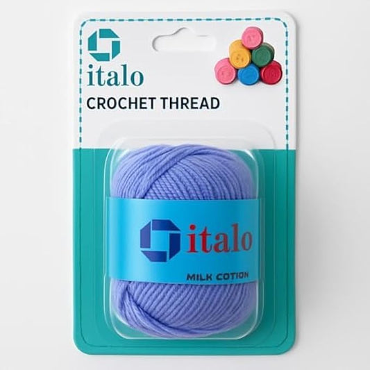 Blue Cotton Yarn for Crochet - 130 Yards Skein, Lightweight Crochet & Knitting Yarn for Amigurumi, Crafts