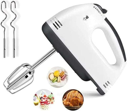 Fitto Electric Hand Mixer 7-Speed, Powerful Handheld Mixer with Turbo Boost, Lightweight and Ergonomic Design, White – Perfect for Baking, Whipping, Mixing and Beating