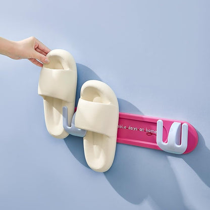Wall-Mounted Slipper Rack – Rose Red – Adhesive, 1 Pack – Holds 2 Pairs
