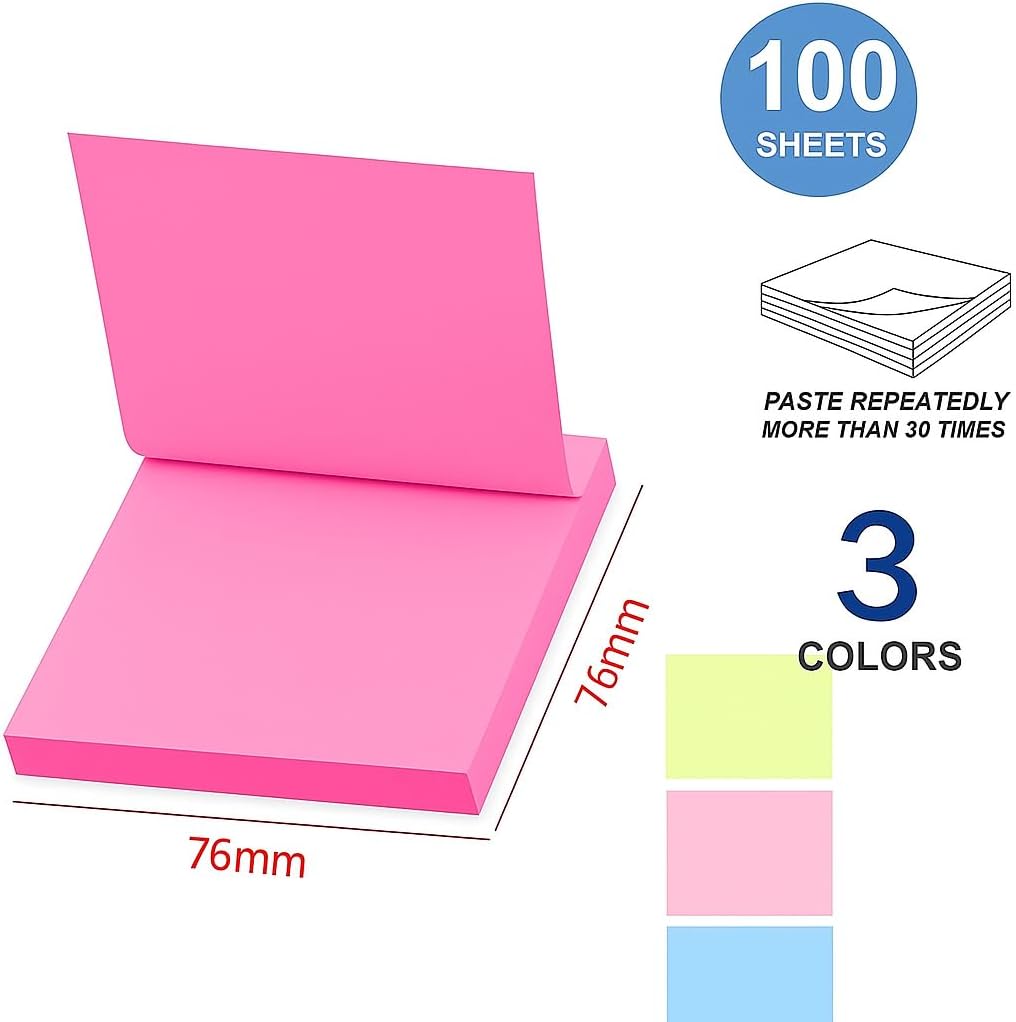 240 Pieces Sticky Notes 100 Sheets (76mm x 76mm Assorted Colors for Office and School)
