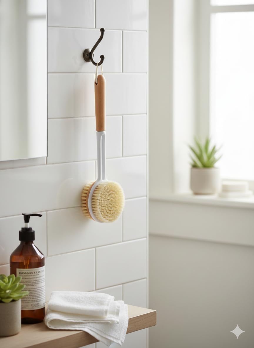 120 Pieces Bath Body Brushes with Long Handle - Natural Bristles (Back SPA Clean – Exfoliating & Massaging Bath Brush for Skin Care – Shower – and Relaxation – Gentle and Durable)