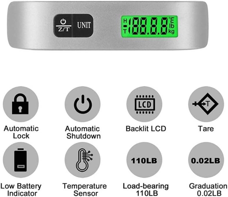 Portable Hanging Digital Scale, 50kg, LCD Digital Display, Mini Electronic, Fishing Luggage Scale