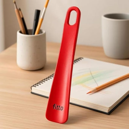 Plastic Shoe Horn Red - Long Shoehorn for Men & Women, Portable Shoe Aid for Boots and Shoes, Lightweight Travel Footwear Accessory