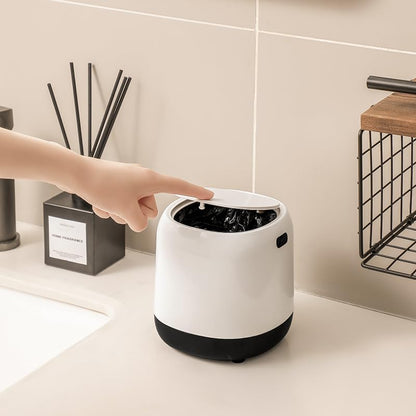 Compact Desktop Trash Can – White – ABS Material – 2.4L