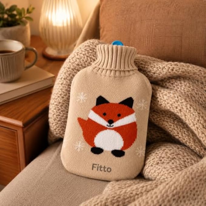96 Pieces 2 Liter Hot Water Bags with Soft Fox Knitted Cover (Wide Mouth – Leak-Resistant Stopper – Reusable Warm Water Bottle – Off White)