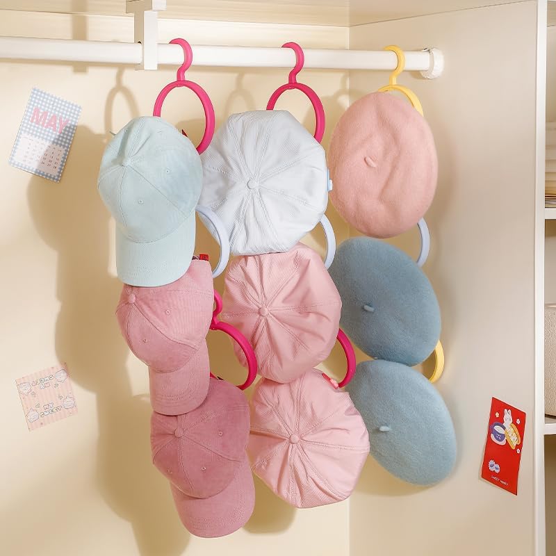 144 Pieces Self-Adhesive Wall-Mounted Hat Storage Racks (Blue + Yellow – Rose Red + Blue – Pack of 2)