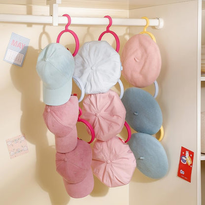 Self-Adhesive Wall-Mounted Hat Storage Rack – Blue + Yellow, Rose Red + Blue – Pack of 2