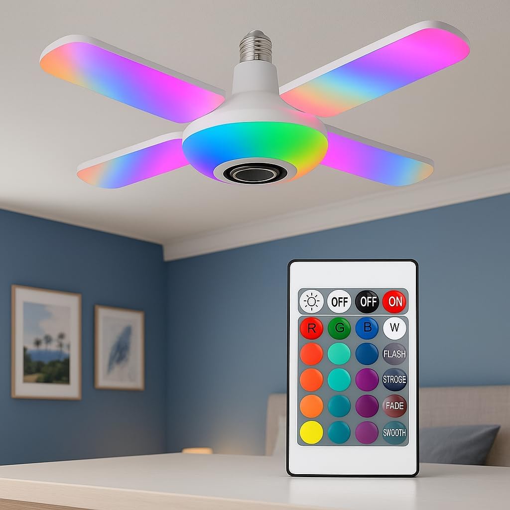 60 Pieces LED RGB Bluetooth Wireless Bulbs (Fan Shaped – 24 Keys Remote Control – For Bedroom)