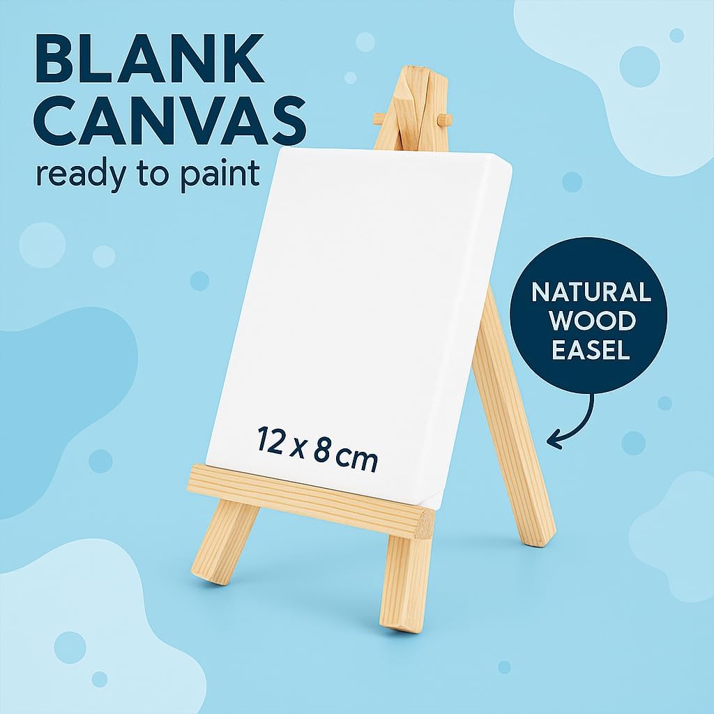 120 Pieces Mini Canvas with Stand (12cm x 8cm for Painting – Art Display – Tabletop Decoration)