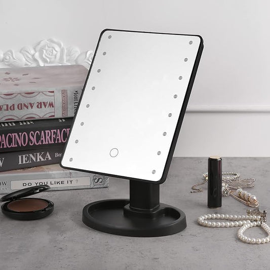 Vanity Mirror with Lights, Hollywood Makeup Mirror with 9 LED Bulbs, 3 Colors Dimmable Light, 360° Rotation, White - Perfect for Beauty and Grooming