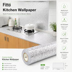 144 Pieces Kitchen Wallpapers (Self Adhesive Waterproof Oil Resistant Wall and Countertop Sticker for Kitchen Backsplash – Cabinets and Home Surfaces – Silver)