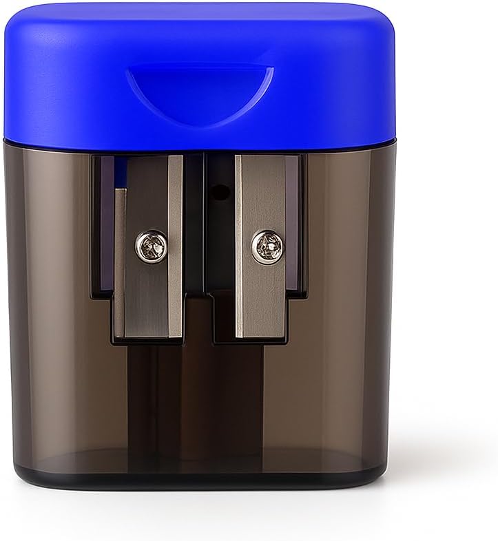 120 Pieces Blue Sharpeners with Container - 1 Piece Pencil Sharpener for Office and School