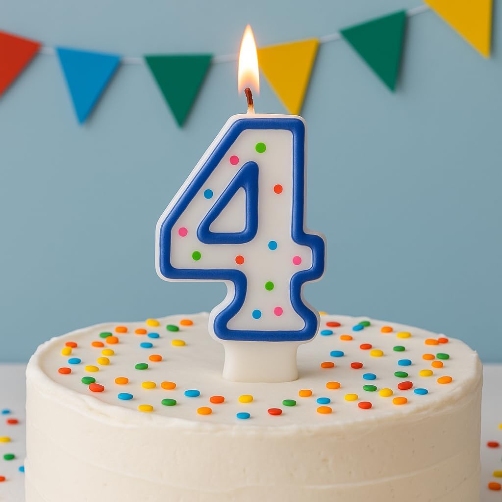 Birthday Candle Number 4 – Birthday Party Decoration, Numeral Candle for Celebration, 4 Candle for Cake, Fun B-Day Accessory