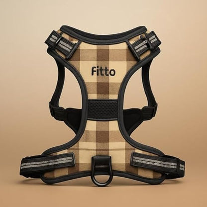 Pet Harness Brown XL 41x31cm - Adjustable Dog & Cat Harness Vest for Walking & Training