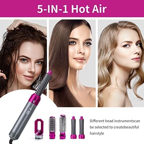 60 Pieces Air Brushes (Hair Dryer Brush – 5 in 1 Anion Hair Styler Set – Interchangeable Heads – Professional Hairdressing Tools – for All Hairstyles – Blow Drying – Volumizing – Straightening – Curling)