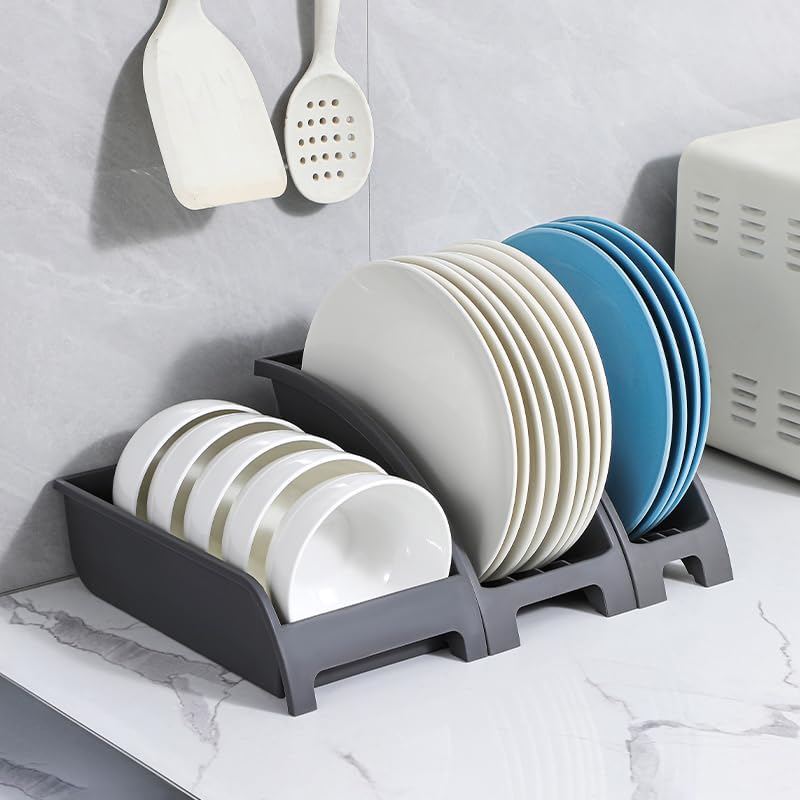 144 Pieces Bowl and Dish Storage Racks (Wide Style Tray Rack – Gun Grey – 18cm x 12cm x 14cm)
