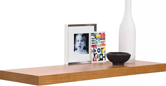 FITTO 40cm & 60cm Floating Wall Shelves, Available in White, Black, Oak Effect, and Brown Finishes - Wall-Mounted Storage Shelf for Bedroom, Living Room, Bathroom, Modern Home Decor