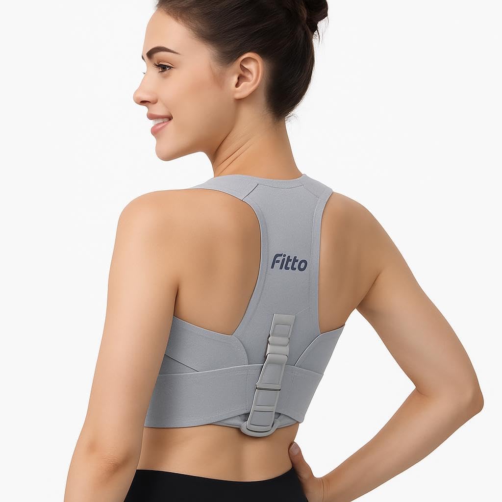 96 Pieces Thoracic Upper Back Braces for Women - Posture Corrector - Grey
