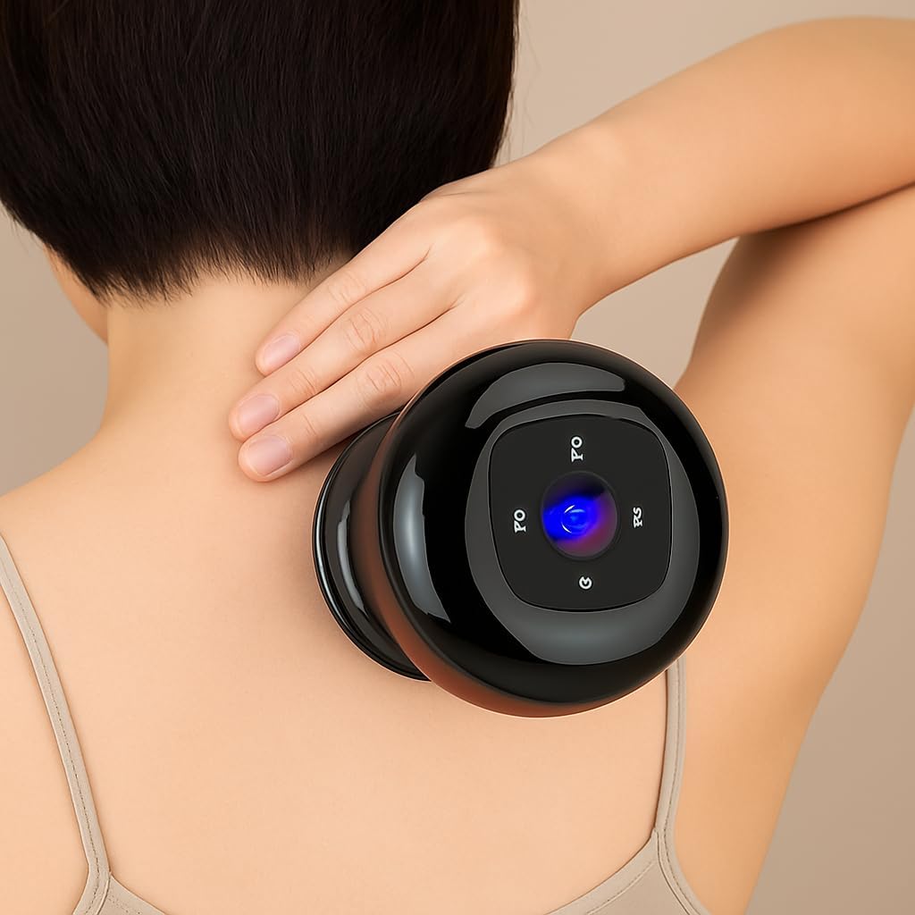 72 Pieces Electric Cupping Therapy Sets (6 Level Temperature Suction – Back Shoulder Neck – Gua Sha Board – 6 Gears – Black)