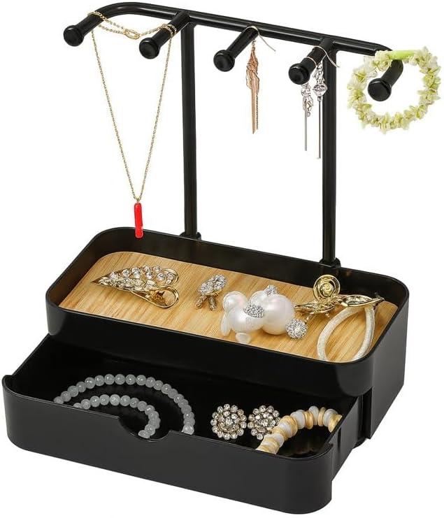 Double Layered Jewelry Storage Rack – Black/White