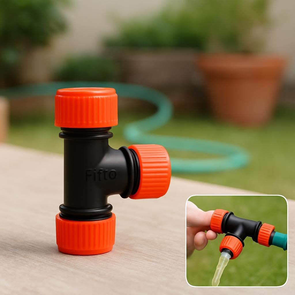 120 Pieces T-Shaped Plastic Connector Fittings with Orange Threaded Ends for Irrigation and Plumbing