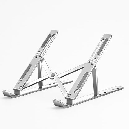 Adjustable Aluminum Laptop Stand for Desk – Foldable Portable Riser with ABS+Silicone, Ventilated Cooling, Ergonomic Holder for 10-15.6" Laptops & Tablets, Sturdy & Lightweight
