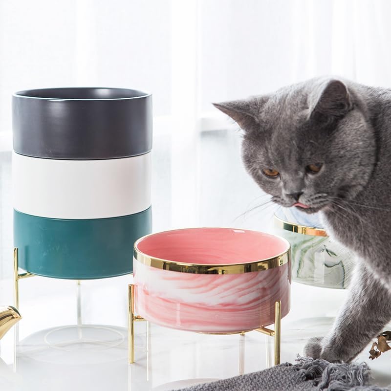96 Pieces Cat & Dog Ceramic Feeding Bowls with Stand (750ml – Assorted Colors)