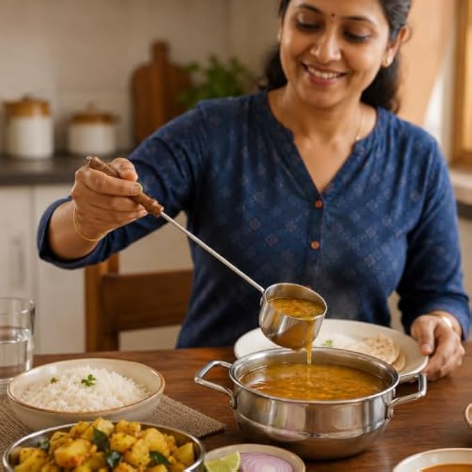 96 Pieces Stainless Steel Liquid Servers with Long Plastic Handle (Deep Serving Ladle for Soup – Curry – Gravy and Sauces – Silver and Brown)